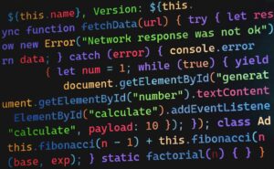 Vibrant JavaScript code displayed on a screen, highlighting programming concepts and software development.